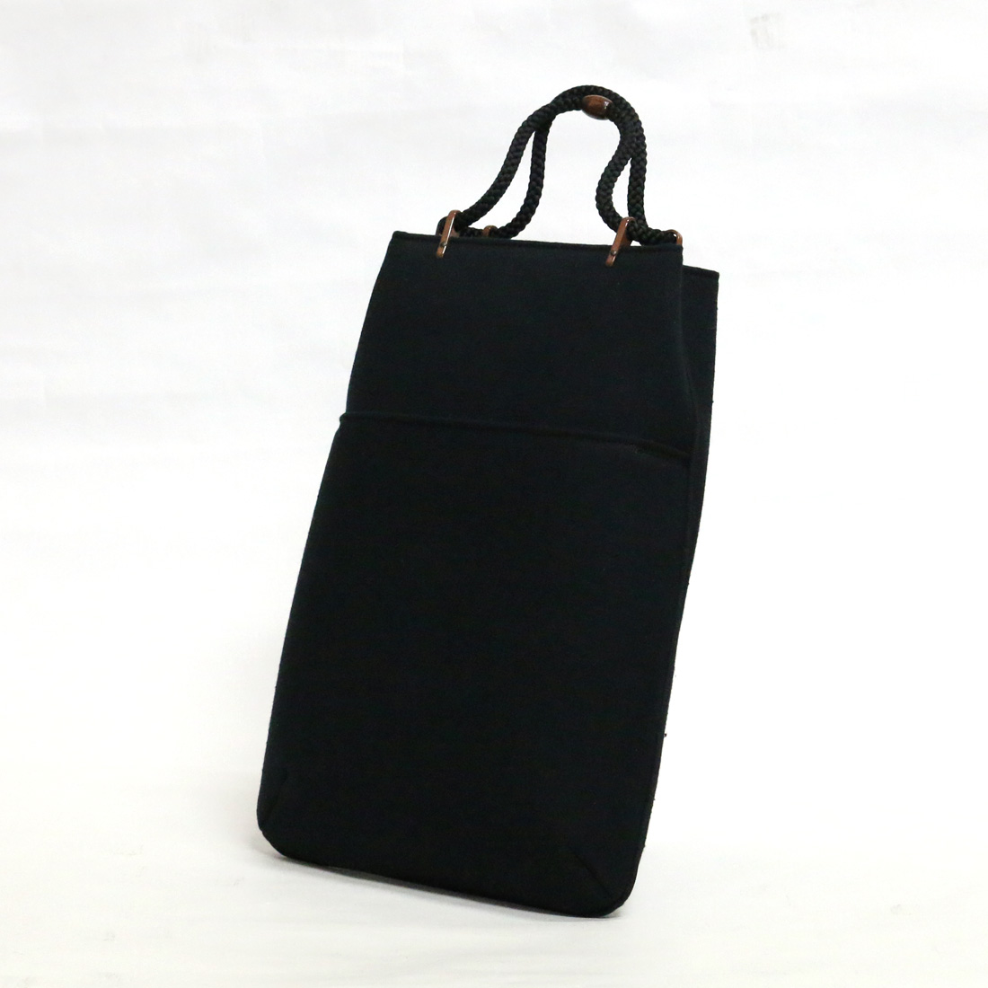 【お急ぎ対応】手提げ 遠州綿紬 無地紬 黒